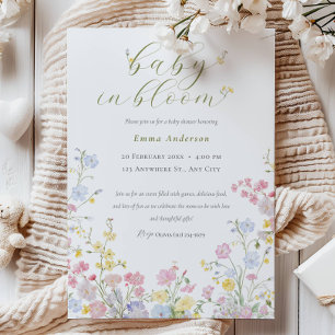 Invitation Élégante Baby Shower neutre Bébé en fleurs