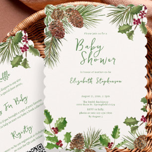 Invitation Élégante Baby Shower recto-verso avec verdure hive