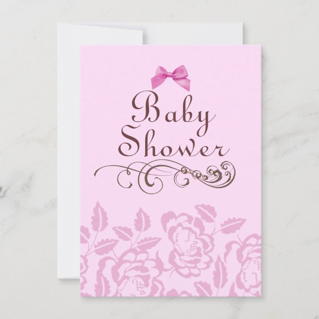Invitation Élégante Baby shower Rose Rose (Devant)