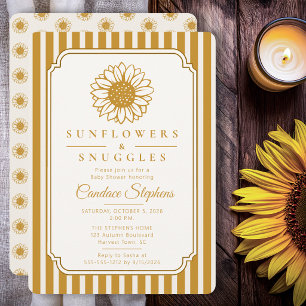 Invitation Élégante Baby Shower Tournesols & Câlins