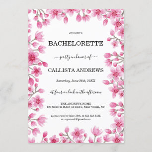 Invitation Élégante Bachelorette à la frontière florale en fl