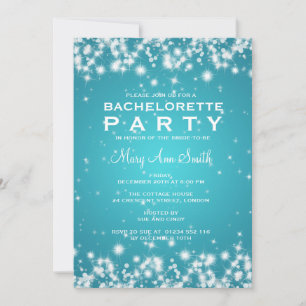Invitation Élégante Bachelorette Party Winter Sparkle Turquoi