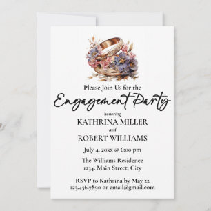 Invitation Élégante bague de mariage, partie d'engagement