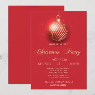Invitation Élégante balle de Noël Rouge Noël Compagnie Party