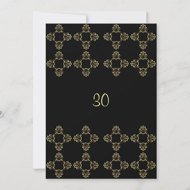 Invitation Elégante Black Gold 30th Birthday Party (Devant)