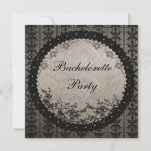 Invitation Élégante Black Lace & Sequins Bachelorette Party