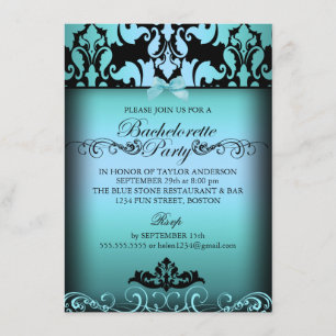 Invitation élégante bleue en damas pour enterremen