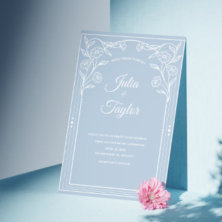 Invitation Élégante Bleue Minimaliste