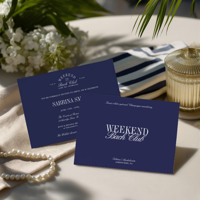 Invitation Elégante Blue Country Club Bachelorette Party (Elegant Blue Country Club Bachelorette Party Invitation)