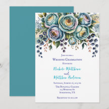 Elégante Blue Turquoise Floral Mariage Célébration