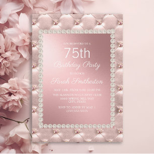 Invitation Elégante Blush Pink Blanc 70e fête d'anniversaire