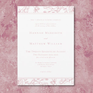 Invitation Élégante bordure à motif de chinoiserie rose avec 