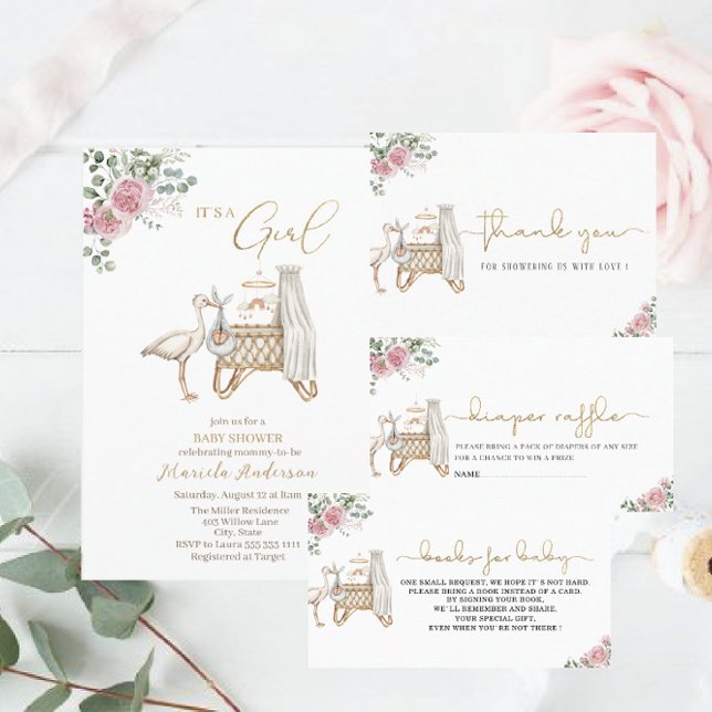 Invitation Elégante Bouilloire d'aquarelle Baby shower bébé f (Créateur téléchargé)