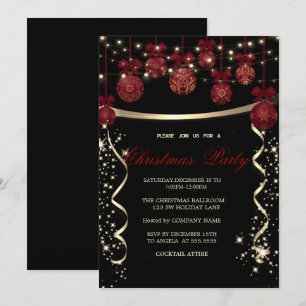 Invitation Elégante Boules rouges, Confetti Company Fête de N