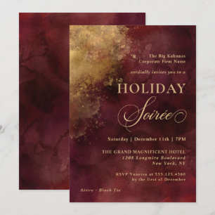 Invitation Elégante Bourgogne et Gold Corporate Holiday Party