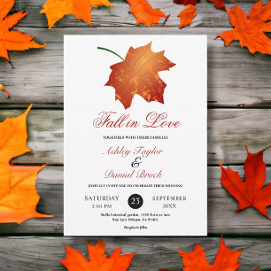 Invitation Élégante Bourgogne Feuilles Automne Mariage Floral
