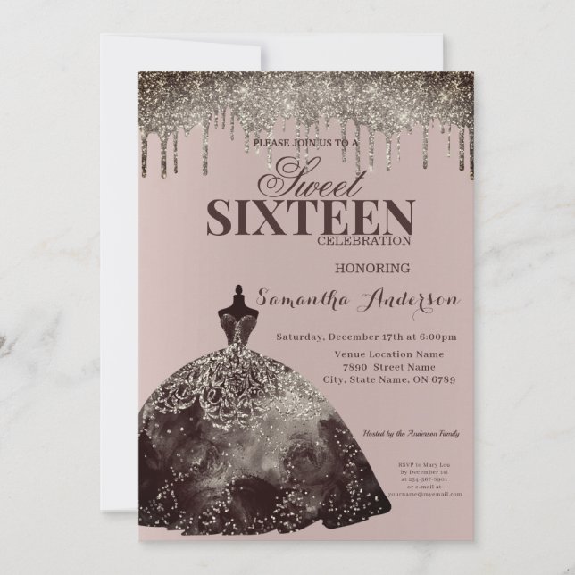 Invitation Élégante Bourgogne Parties scintillant étincelle d (Devant)