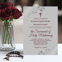 Élégante Bourgogne sur gris Mariage catholique mod