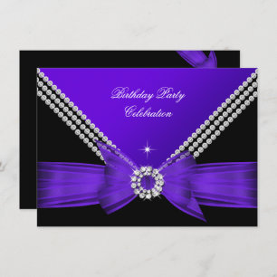 Invitation Élégante Bow Diamond violet fête d'anniversaire 2
