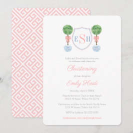 Invitation Élégante Boxwood Monogram Girl Christening Party