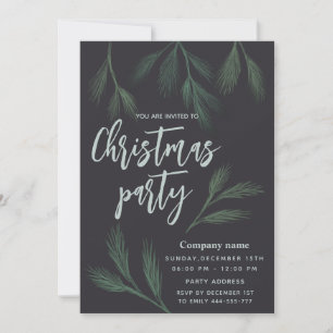 Invitation Elégante branche de pin aquarelle fête de Noël