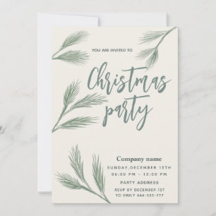 Invitation Elégante branche de pin aquarelle fête de Noël