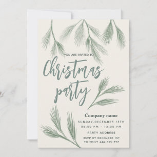 Invitation Elégante branche de pin aquarelle fête de Noël