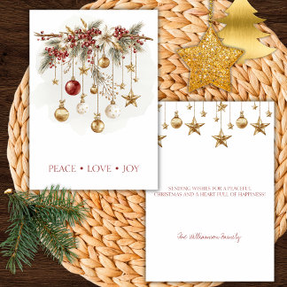 Invitation Élégante branche de pin rustique avec ornements