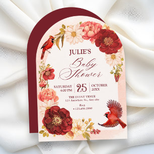 Invitation Élégante branche florale oiseau baby shower