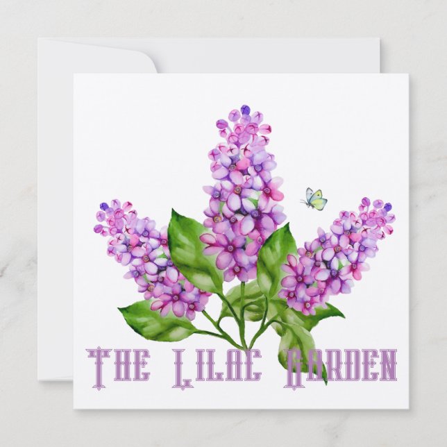 Invitation Élégante branche lilas aquarelle (Devant)