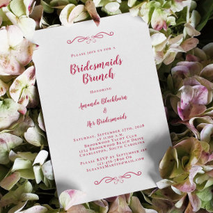 Invitation Élégante Bridal Brunch Bridesmaitres Magenta Red C