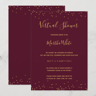 Invitation Elégante Burgundy Gold Simple Fête des mariées vir