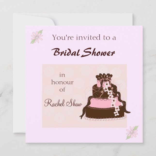 Invitation Élégante Cake Bridal Douche (Devant)