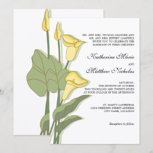 Invitation Elégante Calla Lily en Mariage jaune