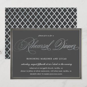 Invitation élégante calligraphie argent Reprendre Dîner