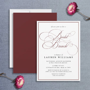 Invitation Élégante calligraphie bourguignonne Brunch Formel
