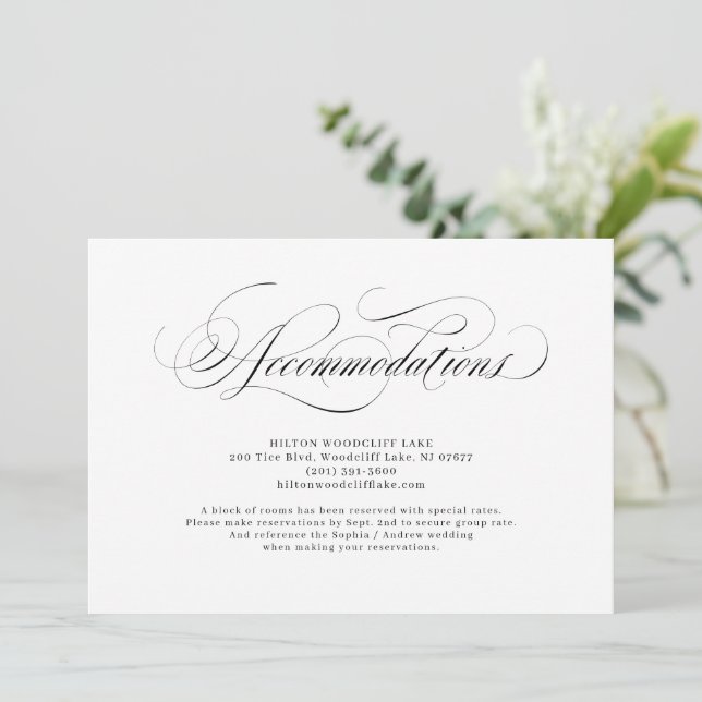 Invitation Élégante calligraphie classique hébergement mariag (Debout devant)