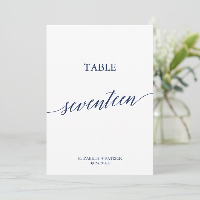 Invitation Élégante calligraphie de la marine Tableau 17 Numé (Debout devant)