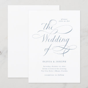 Invitation Élégante calligraphie  Dusty Blue Mariage