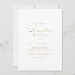 Invitation Élégante calligraphie Gold Genre Reveval Party