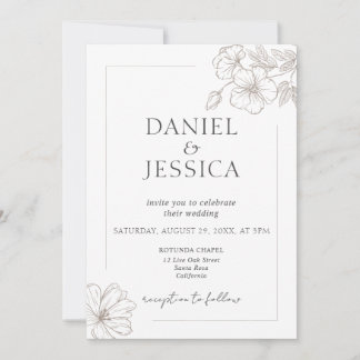 Invitation Élégante calligraphie Mariage de script floral