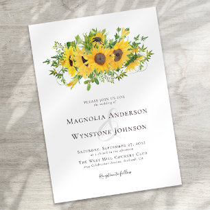 Invitation Élégante calligraphie Mariage de tournesol