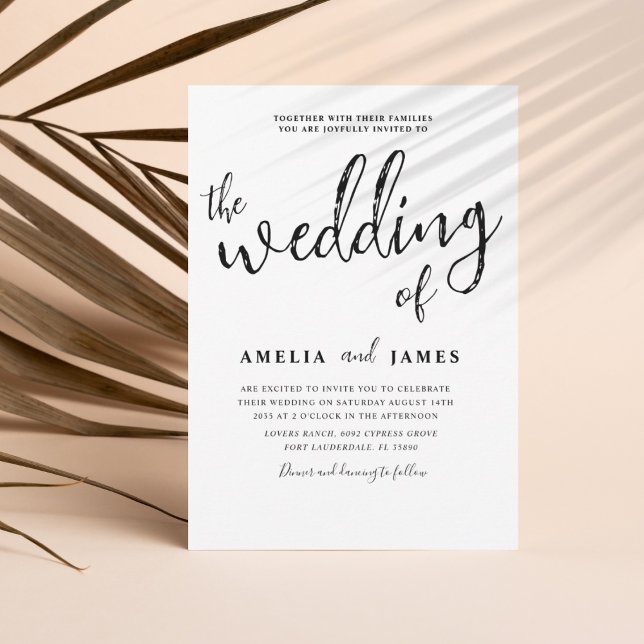 Invitation Élégante calligraphie Mariage noir et blanc (Créateur téléchargé)