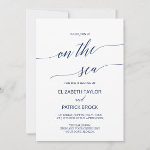 Invitation Élégante Calligraphie Marine Sur Le Mariage Sea Cr