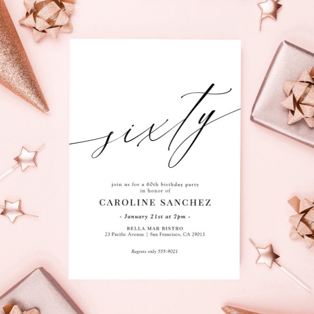 Invitation Élégante calligraphie moderne 60e anniversaire (Créateur téléchargé)