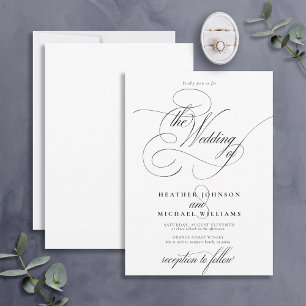 Invitation Élégante Calligraphie Moderne Noire Classique Deli