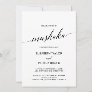 Invitation Élégante calligraphie Muskoka Destination Mariage