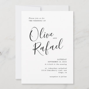Invitation Élégante calligraphie noire Mariage simple