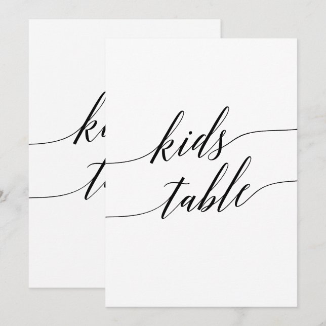 Invitation Élégante Calligraphie Noire pour enfants Panneau d (Devant / Derrière)