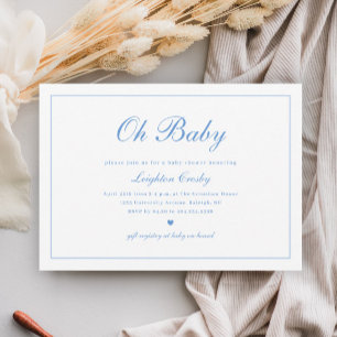 Invitation Élégante calligraphie Oh Baby Boys Baby shower